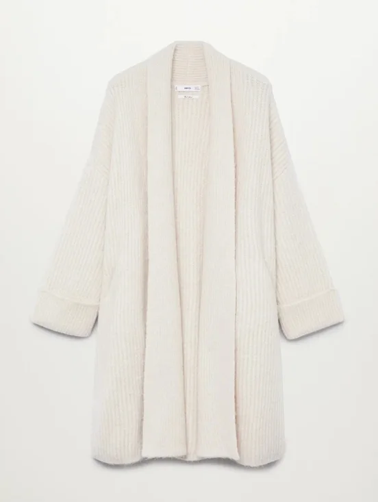 MANGO midi soft cozy cushy thick ribbed oversized sweater coat Small - Picture 4 of 12